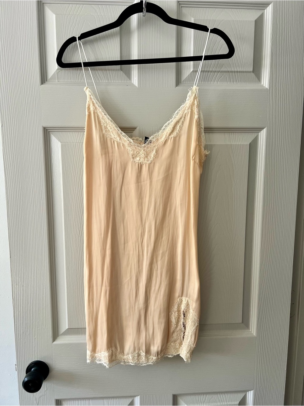 Free People Lace-Trim Slip Dress in Nude